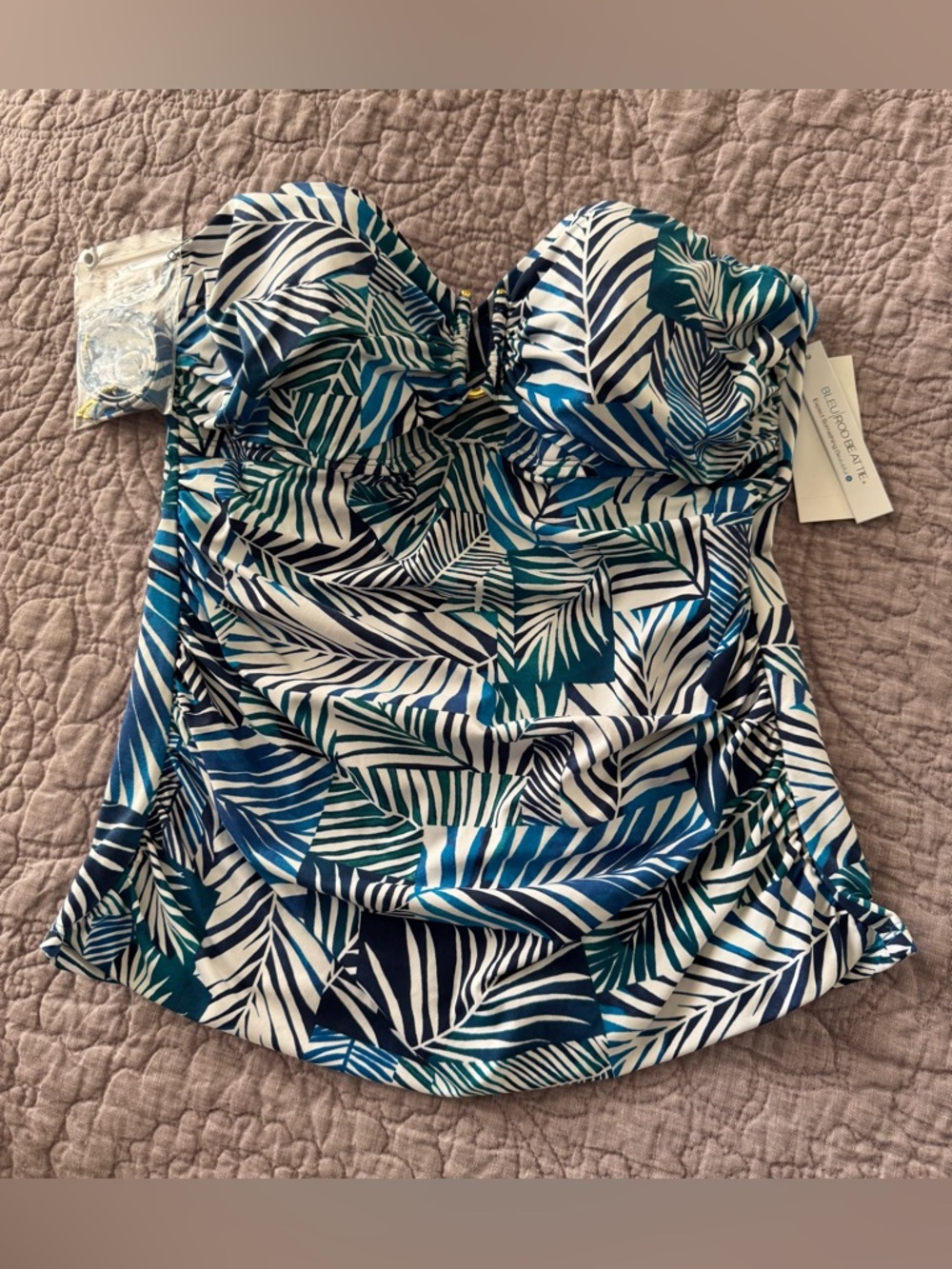 Bleu by Rod Beattie Women's Shady Days Bandeau Tankini Top NWT